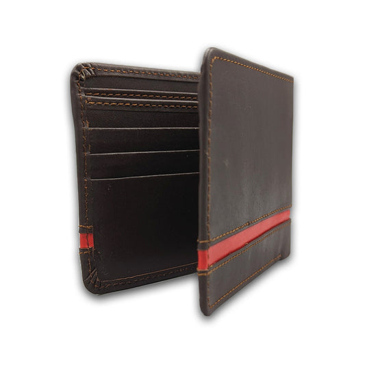 Elegant Red-line Leather Wallet Crazyskin