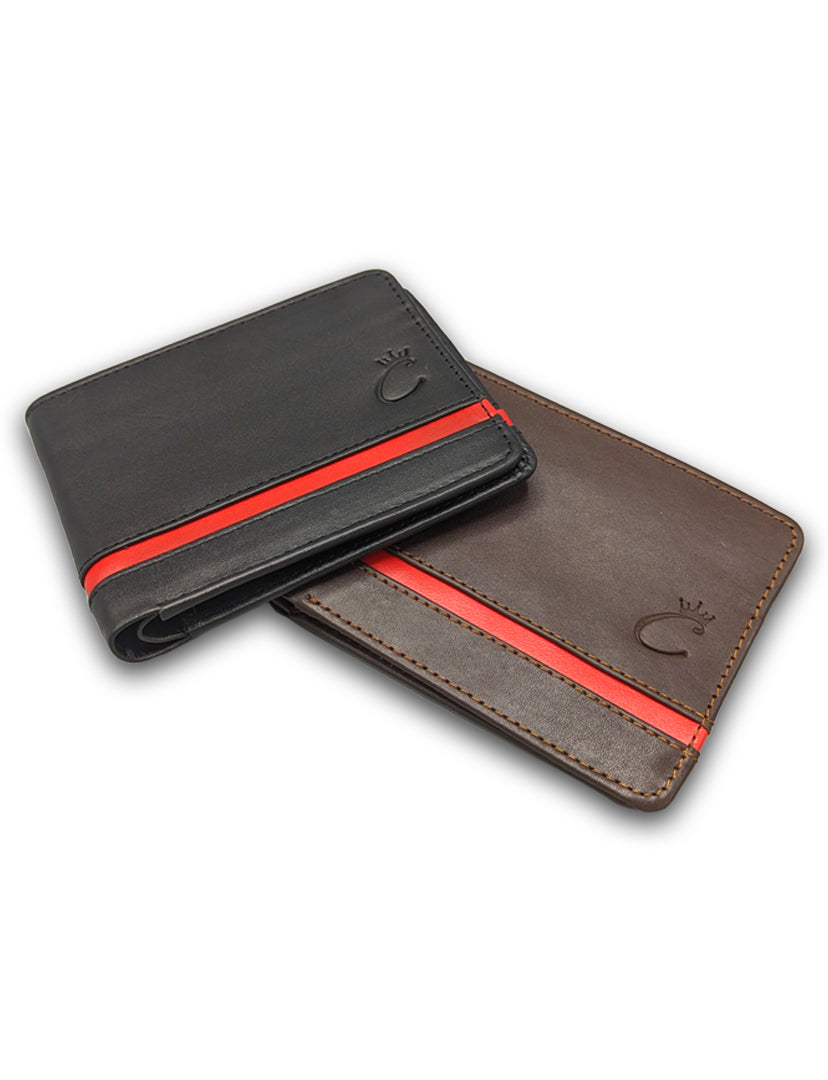 Elegant Red-line Leather Wallet Crazyskin