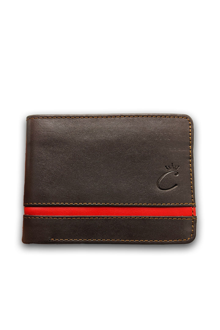 Elegant Red-line Leather Wallet Crazyskin